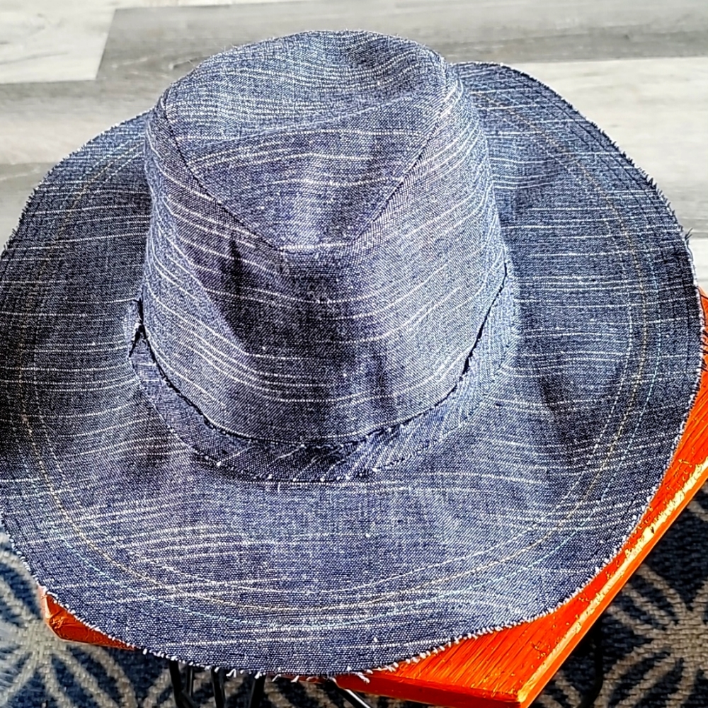 Echo Blue Denim-Style Wide Brim Hat